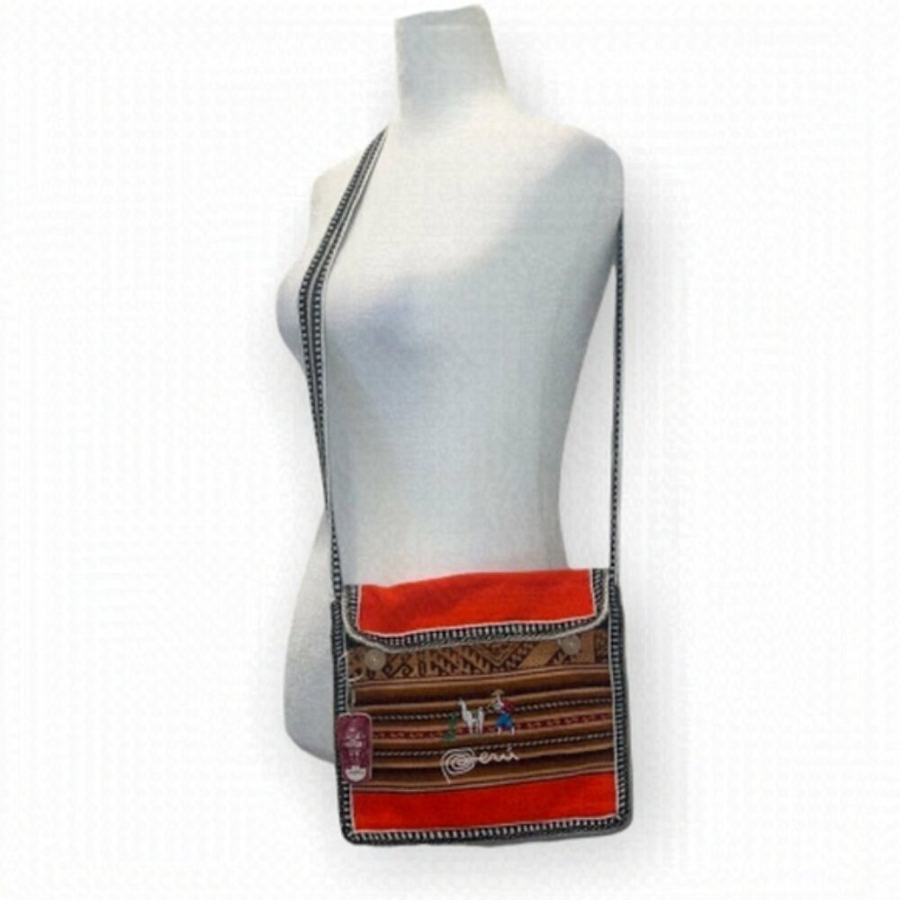 PERUVIAN Embroidered CrOne Sizesbody Bag  With Key Ring